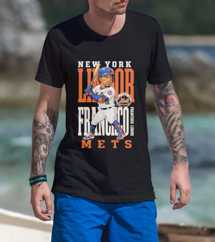New York Lindor Francisco Mets 2026 Baseball Caricature T-Shirt