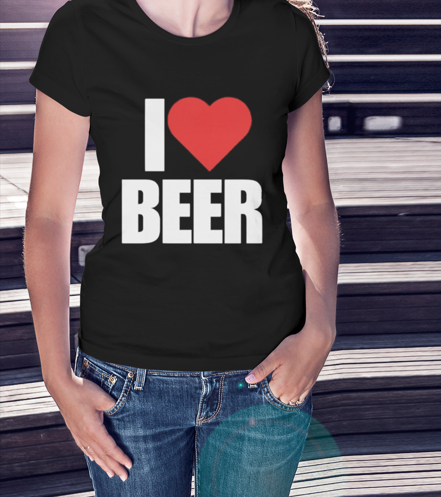 I Love Beer Bold Red Heart T-Shirt