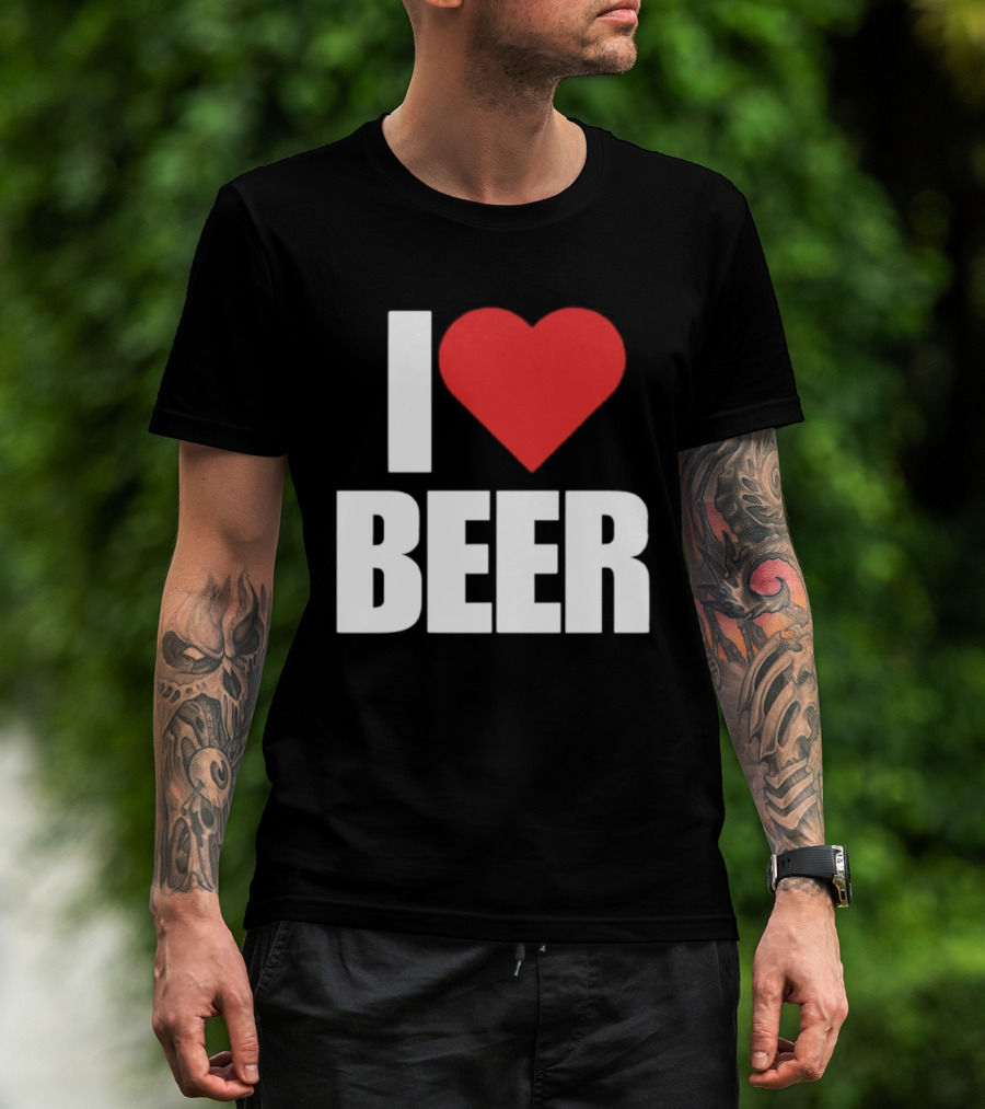 I Love Beer Bold Red Heart T-Shirt
