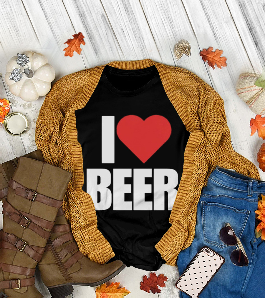 I Love Beer Bold Red Heart T-Shirt