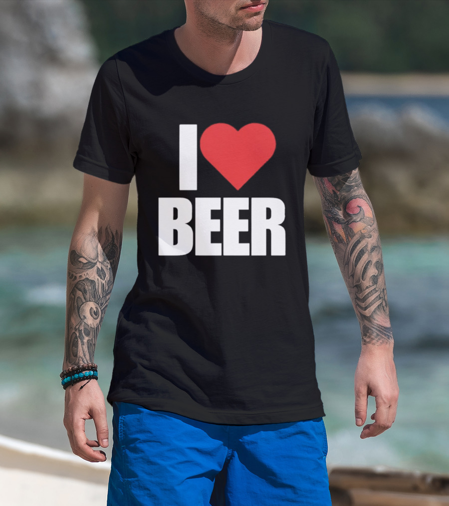 I Love Beer Bold Red Heart T-Shirt