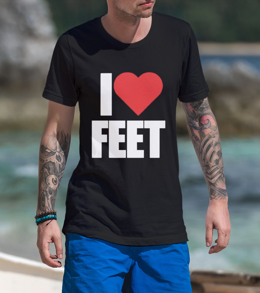 I Heart Feet Bold Red Heart Fun T-Shirt