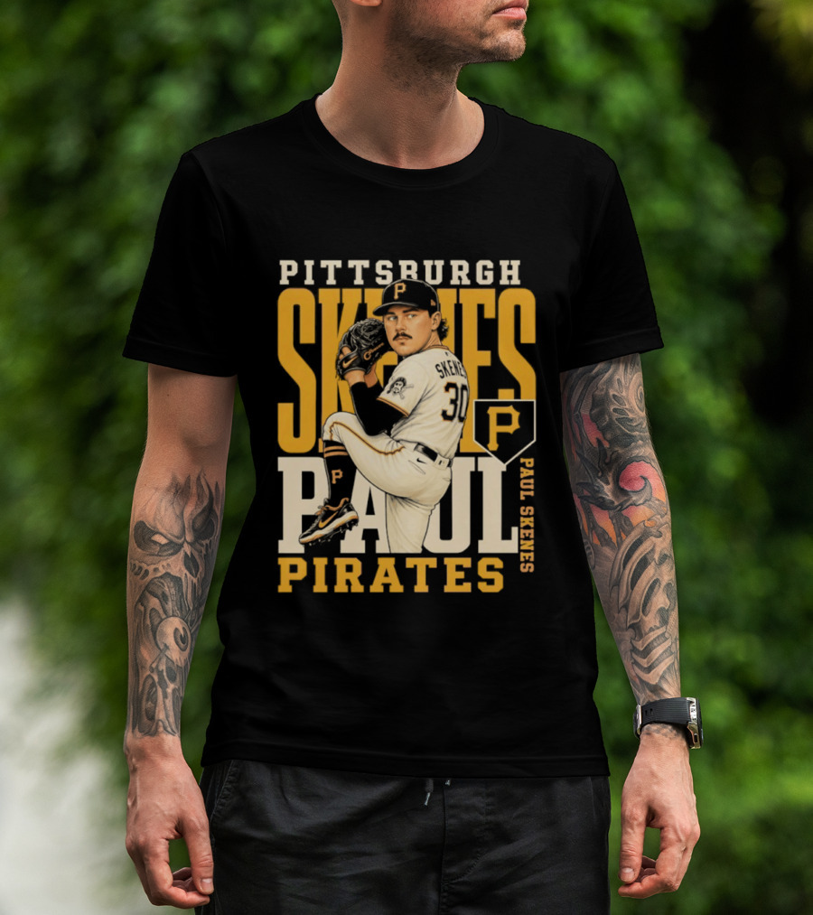 Pittsburgh Pirates Paul Skenes 34 Baseball Player Caricature 2026 Season T-Shirt