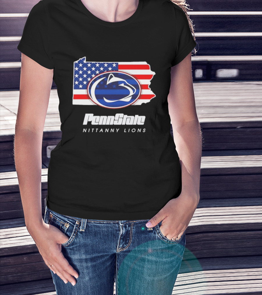 Penn State Nittany Lions Pennsylvania Flag American Pride T-Shirt
