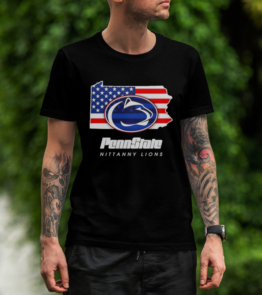 Penn State Nittany Lions Pennsylvania Flag American Pride T-Shirt