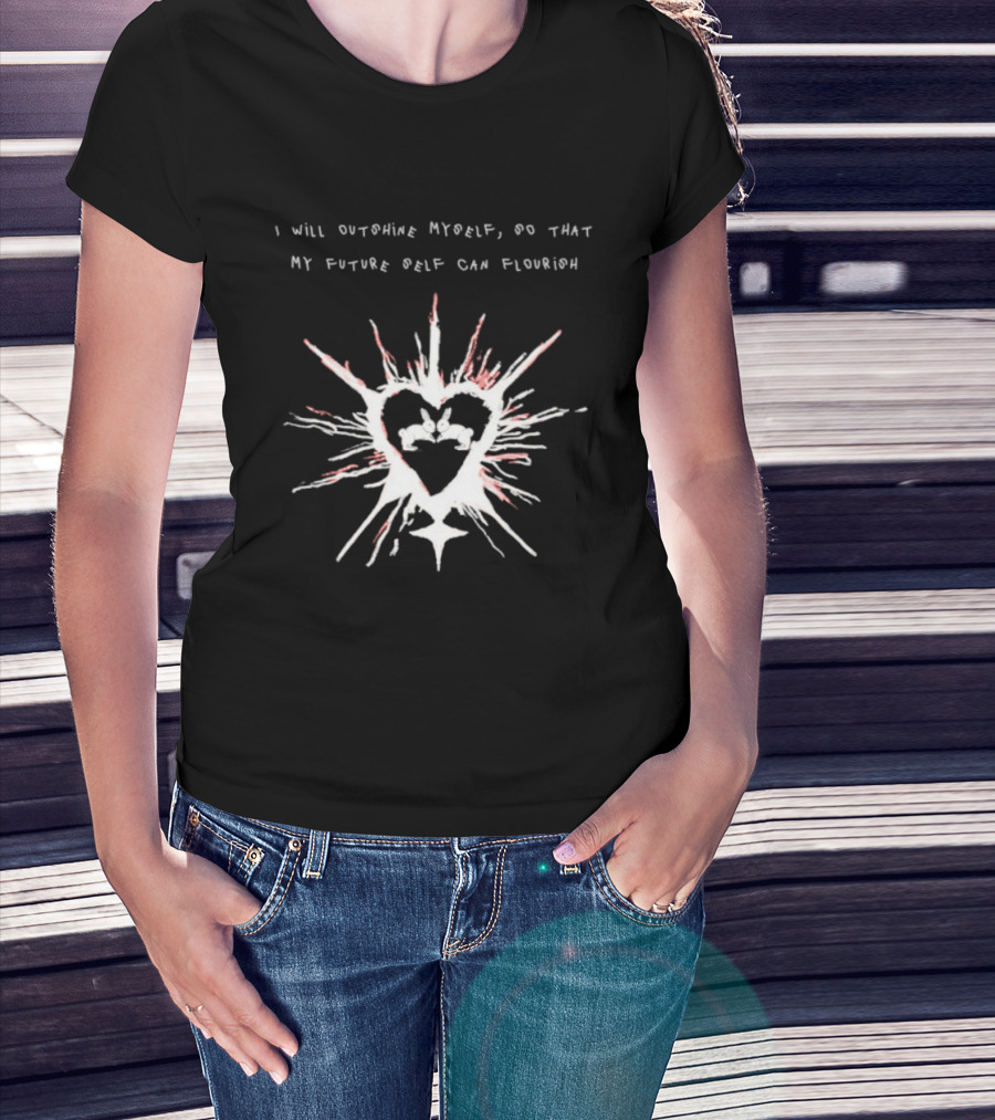 I Will Outshine Myself So That My Future Self Can Flourish Rabbits Heart Motif T-Shirt