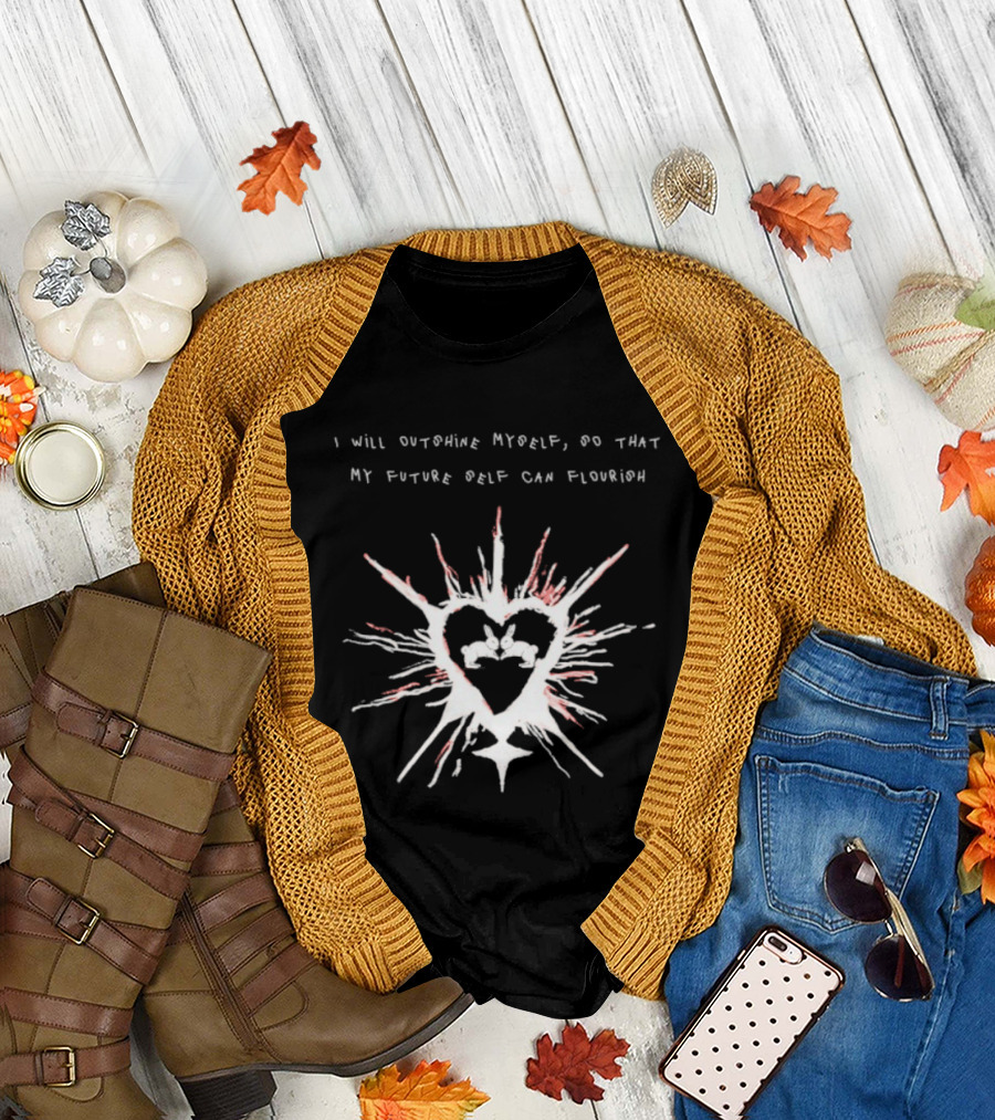 I Will Outshine Myself So That My Future Self Can Flourish Rabbits Heart Motif T-Shirt