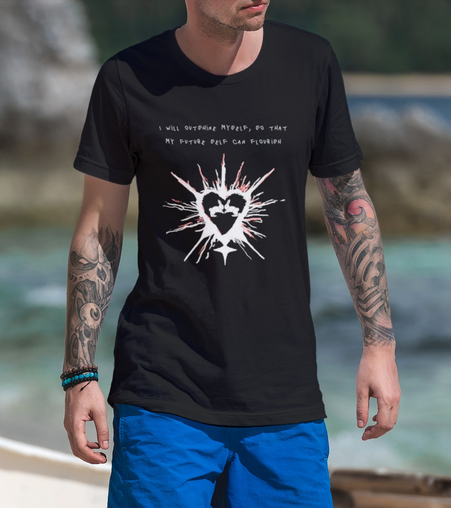 I Will Outshine Myself So That My Future Self Can Flourish Rabbits Heart Motif T-Shirt