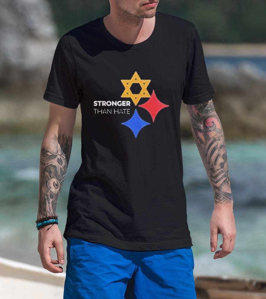 Pittsburgh Steelers Stronger Than Hate Star Of David Yellow Red Blue T-Shirt
