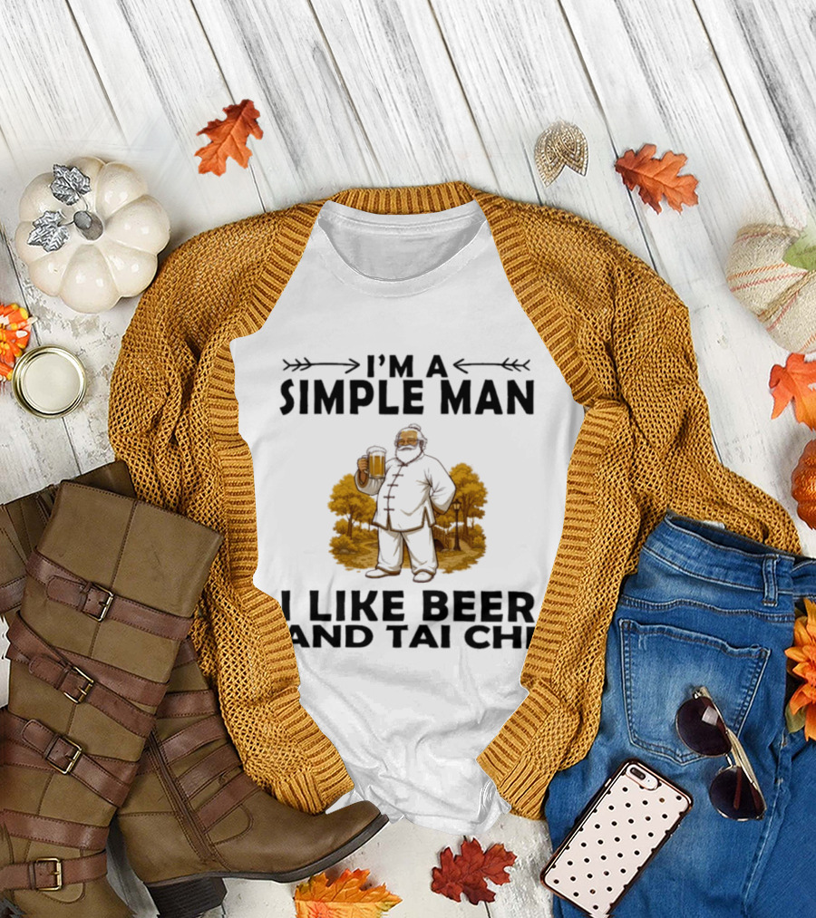 I'm A Simple Man I Like Beer And Tai Chi Trees T-Shirt
