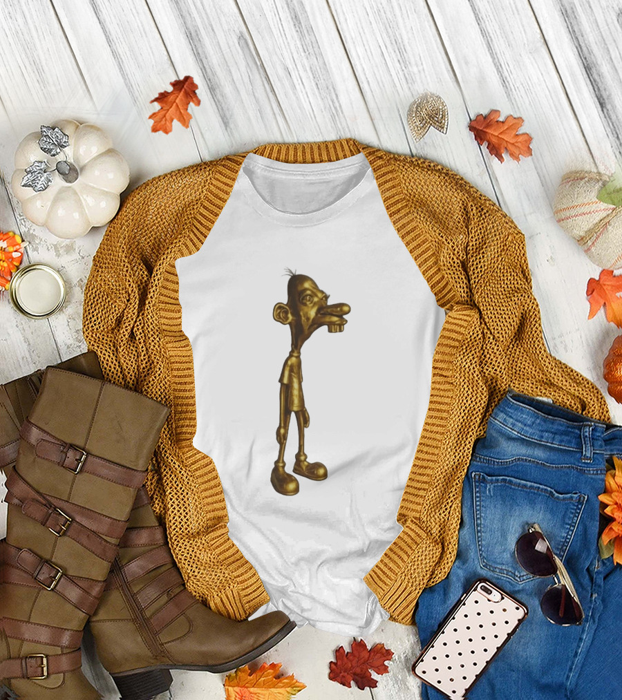 Neegy Meme Cartoon Golden Character Statue T-Shirt