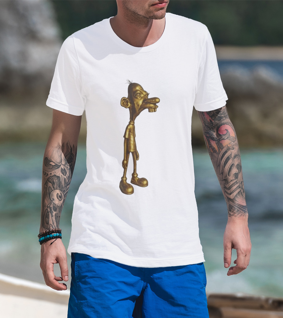 Neegy Meme Cartoon Golden Character Statue T-Shirt
