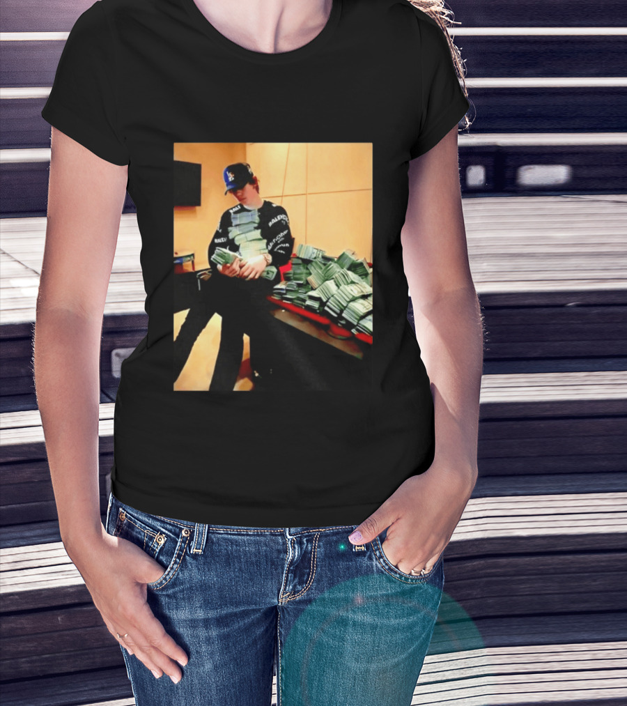 Balenciaga Black Long Sleeve With RALEC And Los Angeles Cap T-Shirt