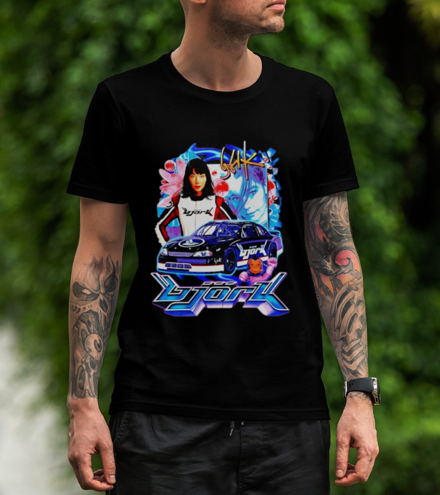 Vintage Bjork Racing Car Graphic Icelandic Music T-Shirt