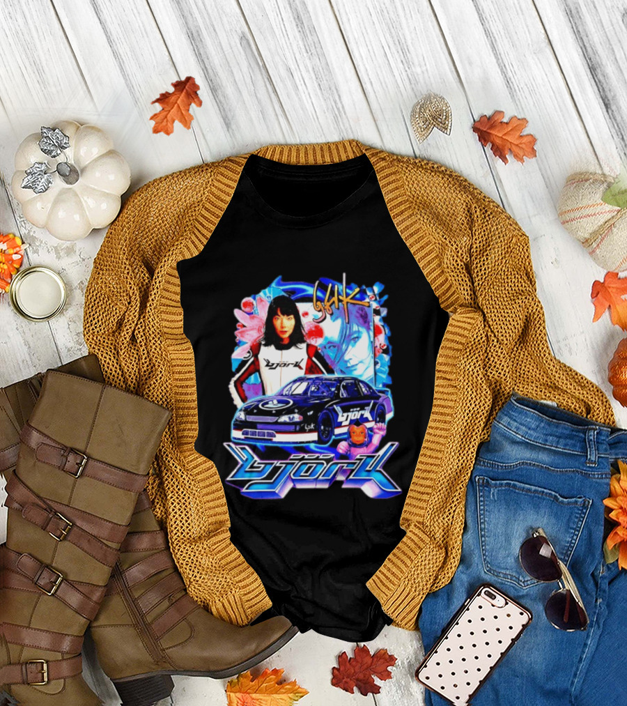 Vintage Bjork Racing Car Graphic Icelandic Music T-Shirt
