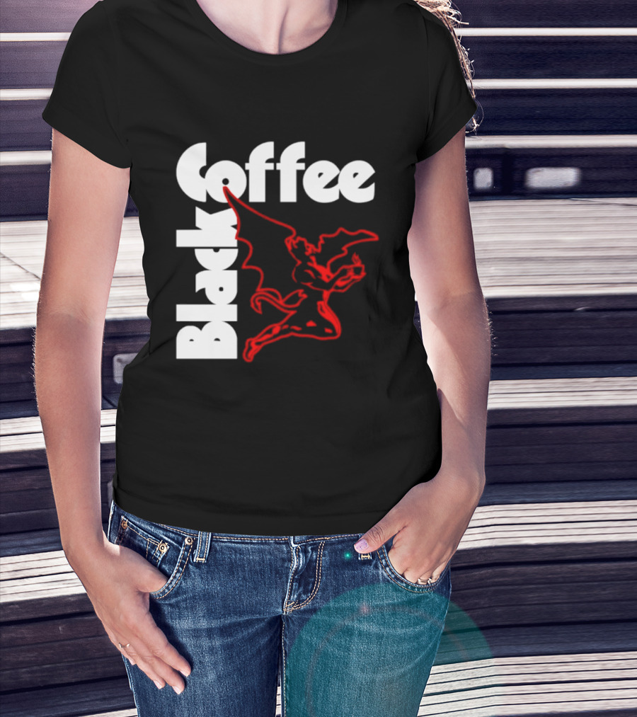 Black Coffee Devil Caffeine Drinking T-Shirt