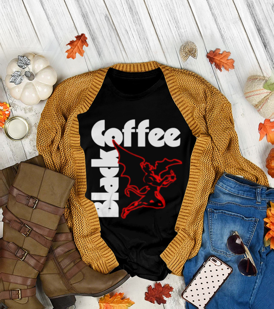 Black Coffee Devil Caffeine Drinking T-Shirt