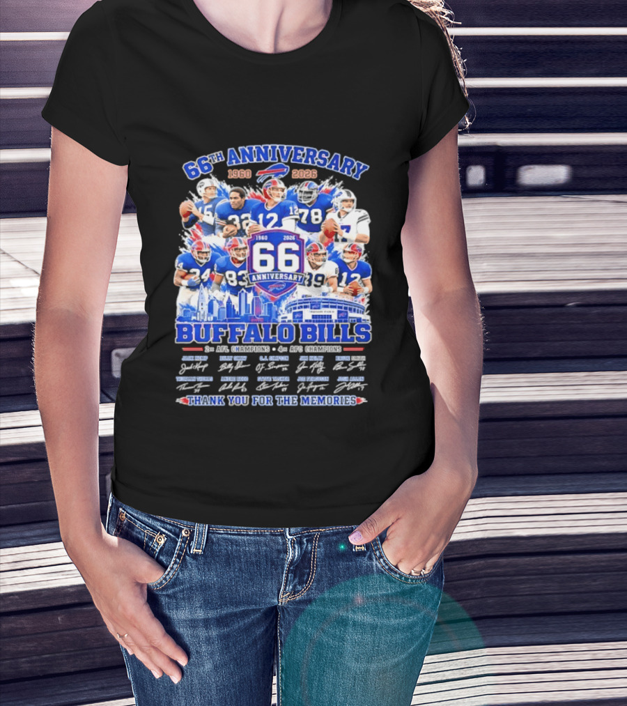 66th Anniversary Buffalo Bills 1960 2026 AFL Champions Thank You For The Memories T-Shirt