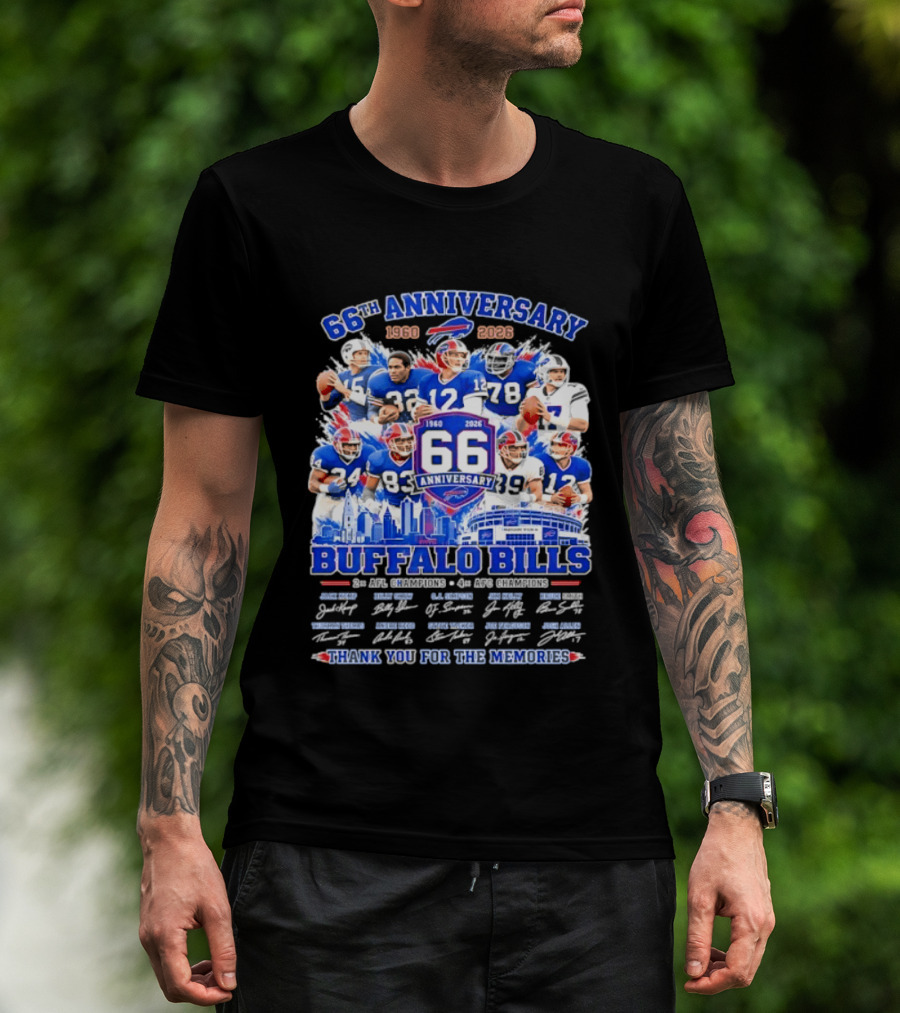 66th Anniversary Buffalo Bills 1960 2026 AFL Champions Thank You For The Memories T-Shirt