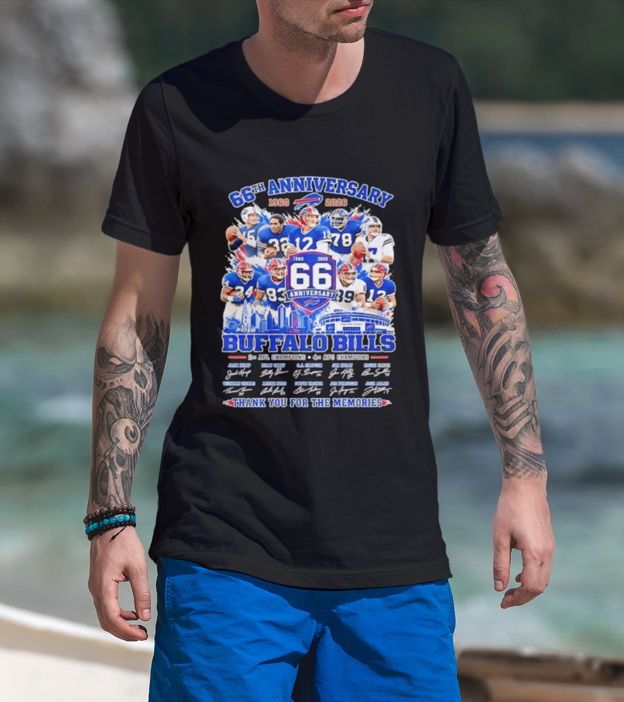 66th Anniversary Buffalo Bills 1960 2026 AFL Champions Thank You For The Memories T-Shirt