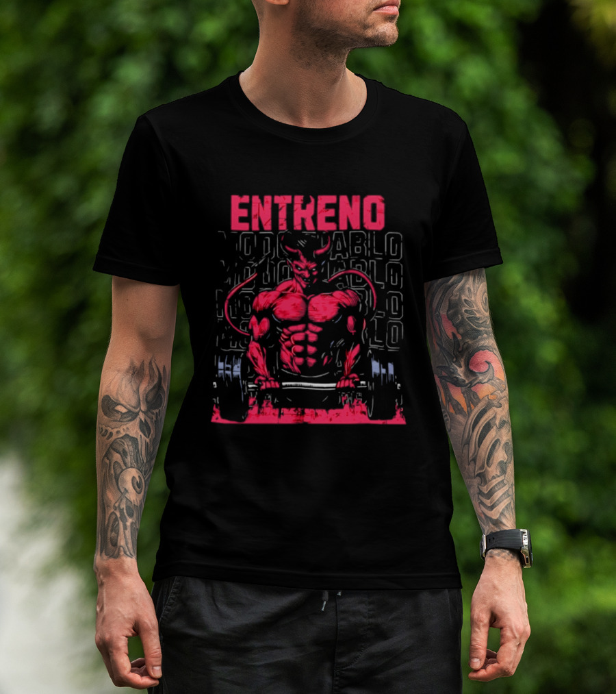 Entreno Modo Diablo Bodybuilder Devil Weightlifting T-Shirt