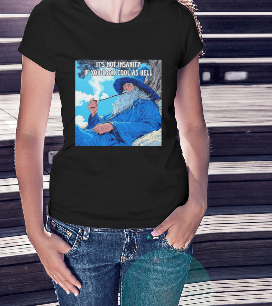 It's Not Insanity If You Look Cool As Hell Wizard Smoking Pipe T-Shirt