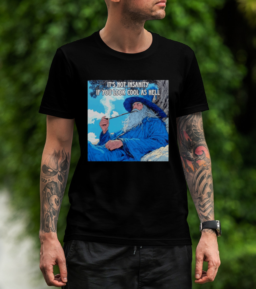 It's Not Insanity If You Look Cool As Hell Wizard Smoking Pipe T-Shirt