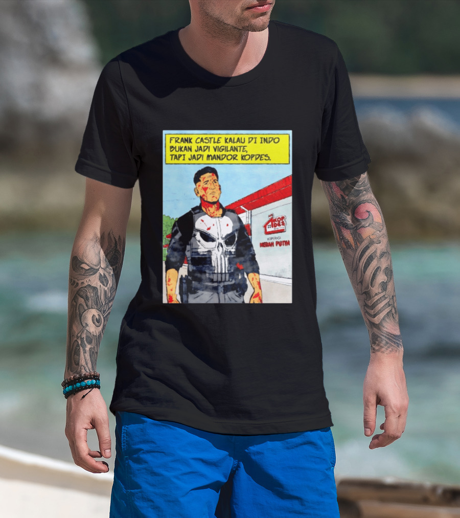 Frank Castle Kalau Di Indo Bukan Jadi Vigilante Tapi Jadi Mandor Kopdes Koperasi Merah Putih Marvel Comics T-Shirt