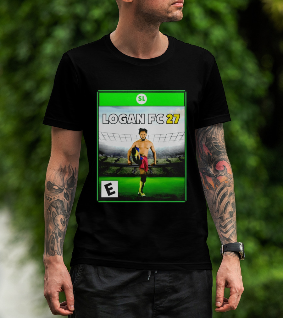 LOGAN FC 27 Soccer Game Box Art With Player In Stadium T-Shirt
