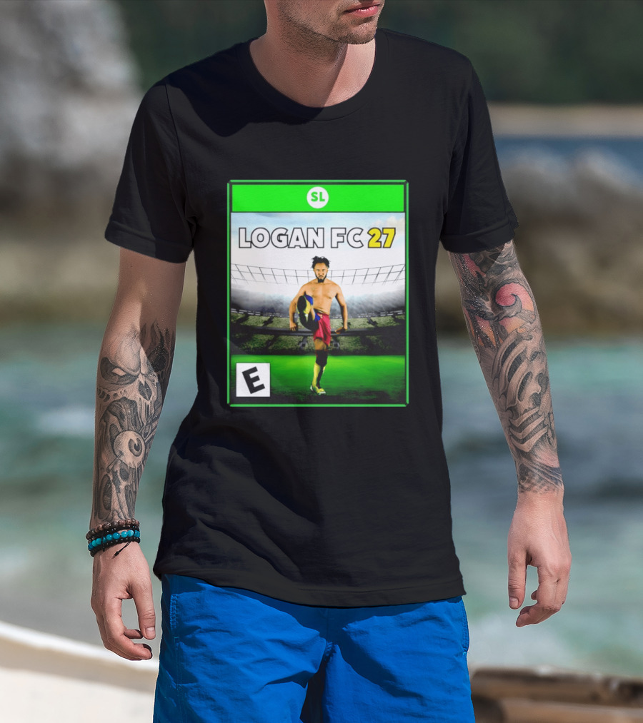 LOGAN FC 27 Soccer Game Box Art With Player In Stadium T-Shirt