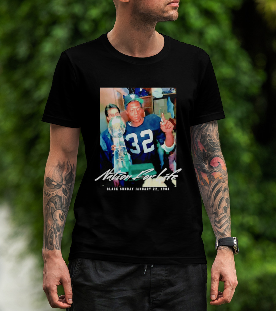 Marcus Allen Nation For Life Black Sunday January 22 1984 T-Shirt