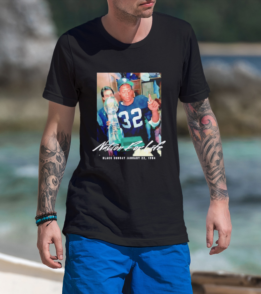 Marcus Allen Nation For Life Black Sunday January 22 1984 T-Shirt