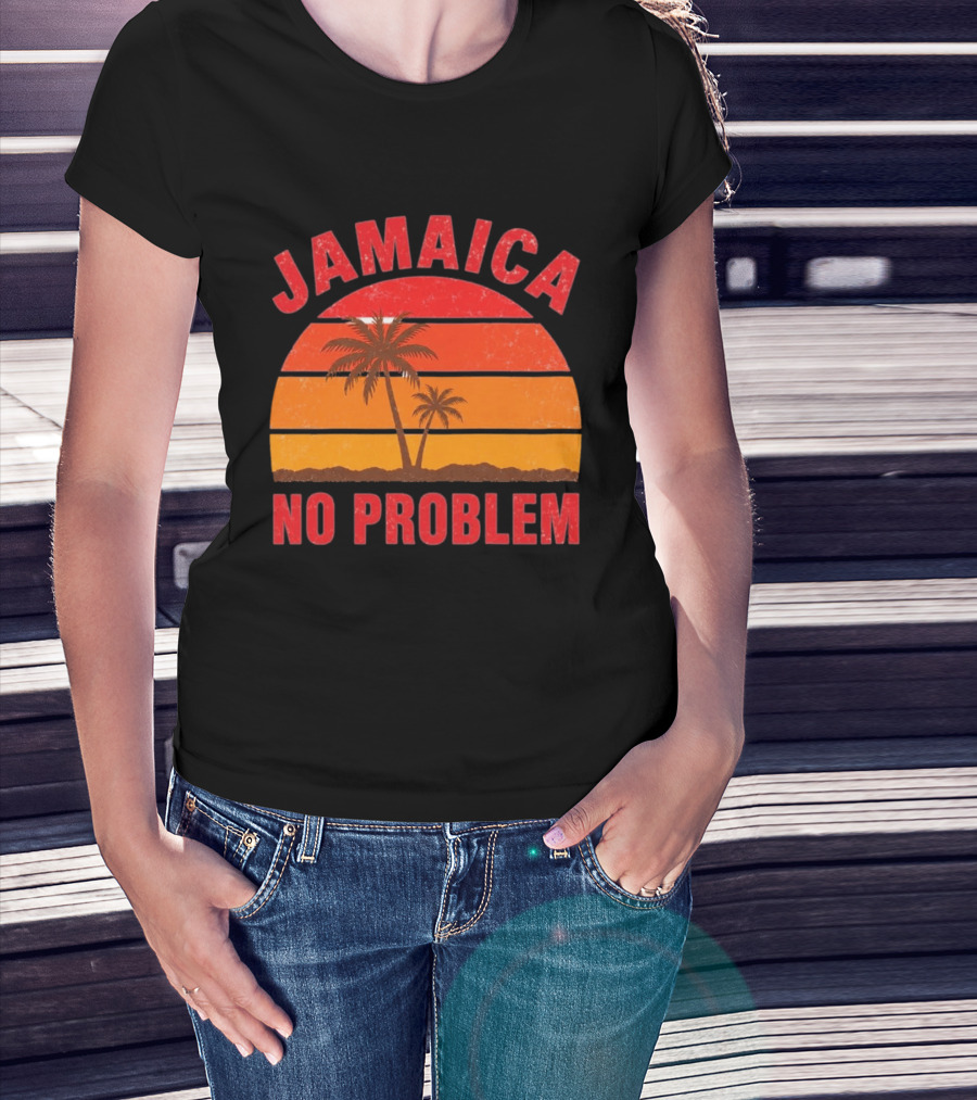 Jamaica No Problem Sunset Palm Trees Vintage Island Vibes T-Shirt