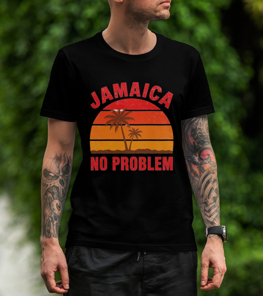 Jamaica No Problem Sunset Palm Trees Vintage Island Vibes T-Shirt