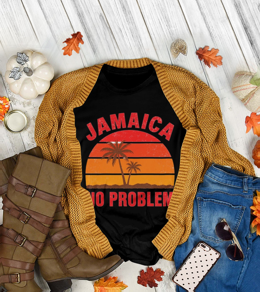 Jamaica No Problem Sunset Palm Trees Vintage Island Vibes T-Shirt