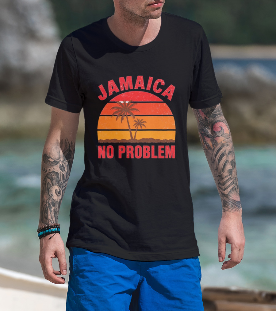 Jamaica No Problem Sunset Palm Trees Vintage Island Vibes T-Shirt