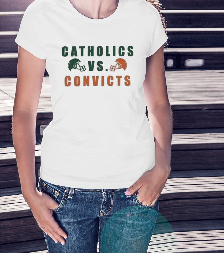 Catholics Vs Convicts Football Rivalry Gameday Helmets T-Shirt