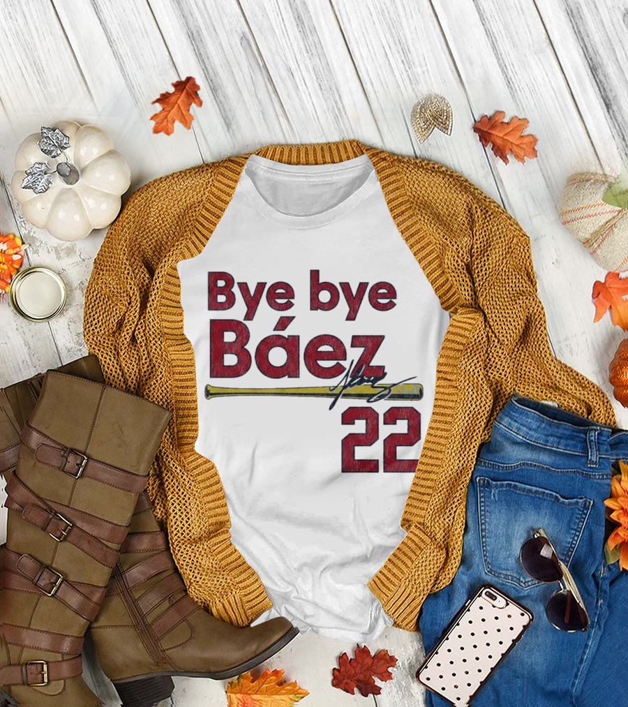 Bye Bye Báez St. Louis Cardinals MLB 2026 Number 22 Baseball Bat Signature T-Shirt