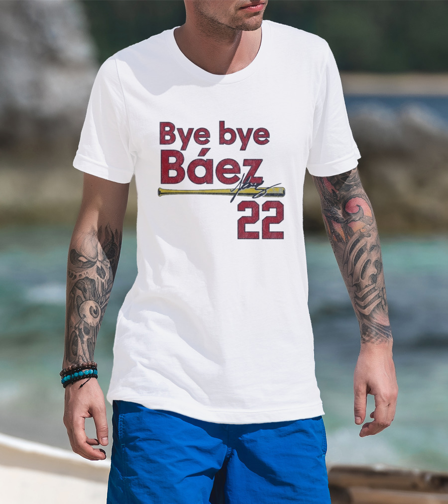 Bye Bye Báez St. Louis Cardinals MLB 2026 Number 22 Baseball Bat Signature T-Shirt