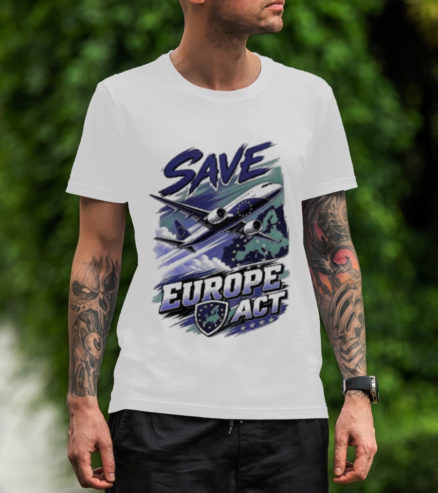 Save Europe Act 2026 Airplane Map Stars T-Shirt