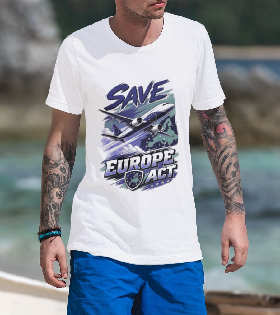 Save Europe Act 2026 Airplane Map Stars T-Shirt