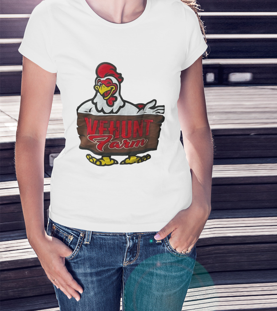 Wehunt Farm Chicken Winking Rooster With Red And Yellow Accents T-Shirt