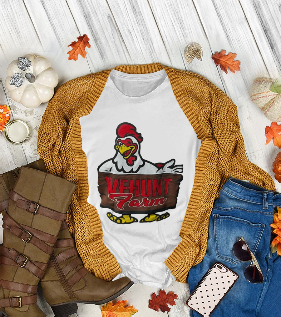 Wehunt Farm Chicken Winking Rooster With Red And Yellow Accents T-Shirt