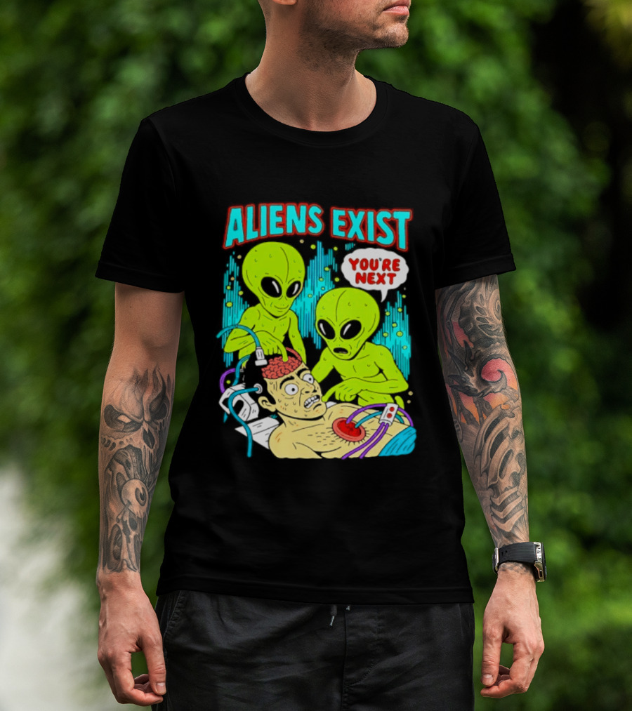 Aliens Exist You Are Next Green Alien Abduction Teen Hearts T-Shirt