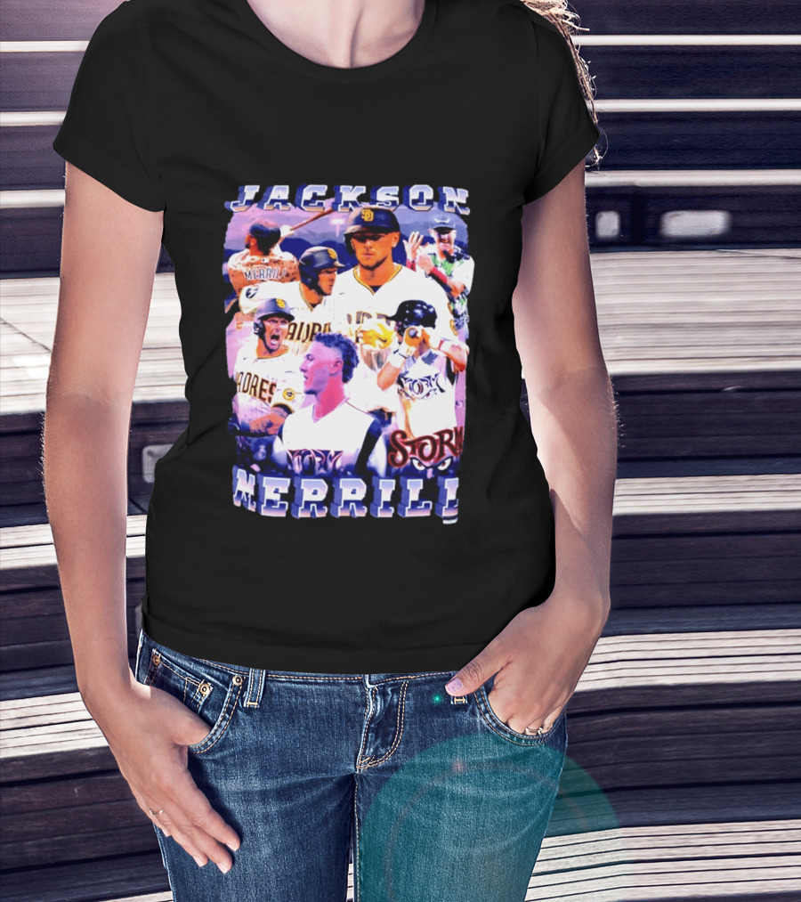 Jackson Merrill Padres Storm Baseball Collage San Diego T-Shirt