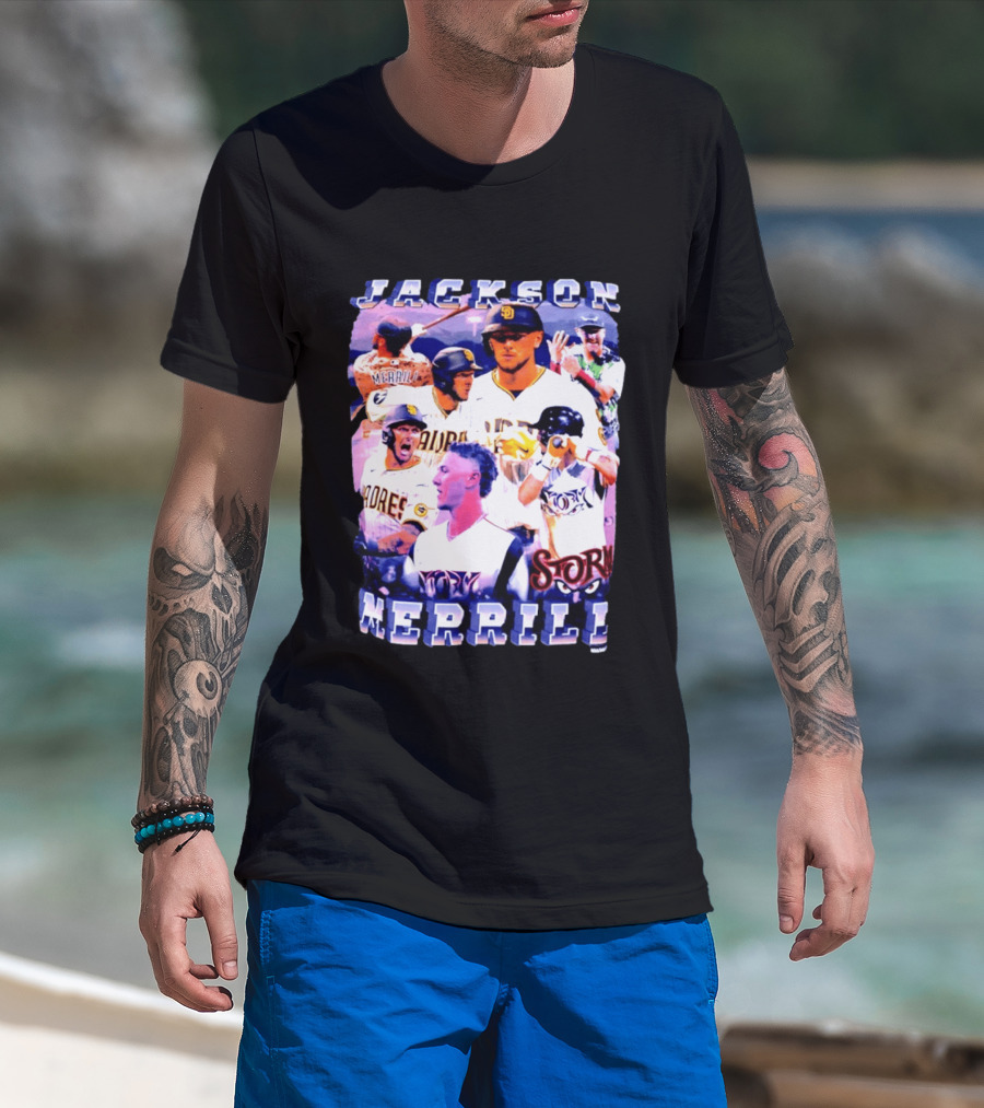 Jackson Merrill Padres Storm Baseball Collage San Diego T-Shirt