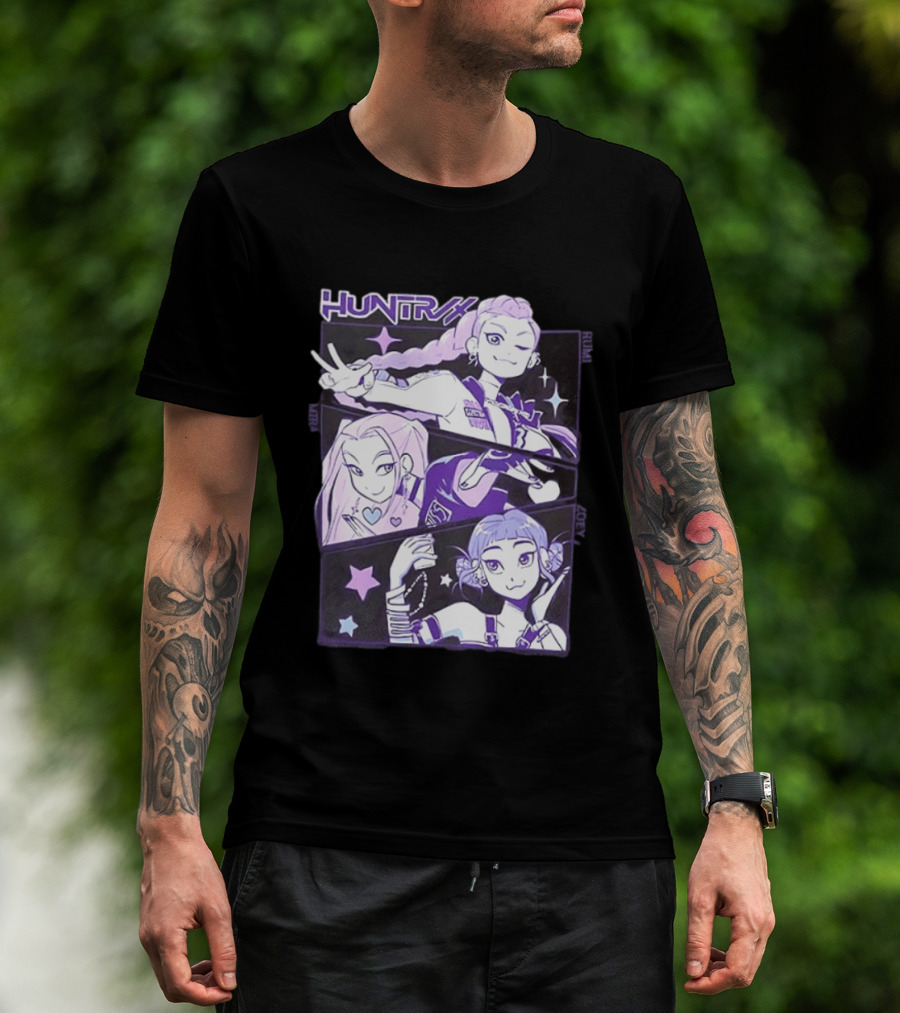 Huntrix Rumi Mira Zoey K POP World Tour Demon Hunters 2 Sided T-Shirt