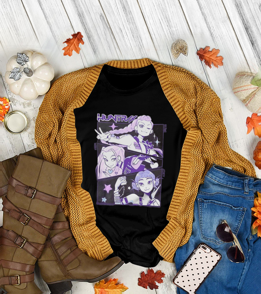 Huntrix Rumi Mira Zoey K POP World Tour Demon Hunters 2 Sided T-Shirt