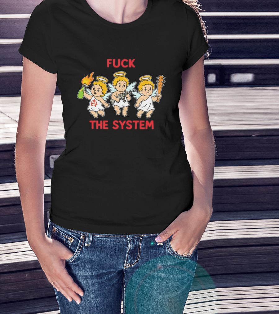 Anarchy Angels Punk Rebellion Fuck The System Cherub T-Shirt