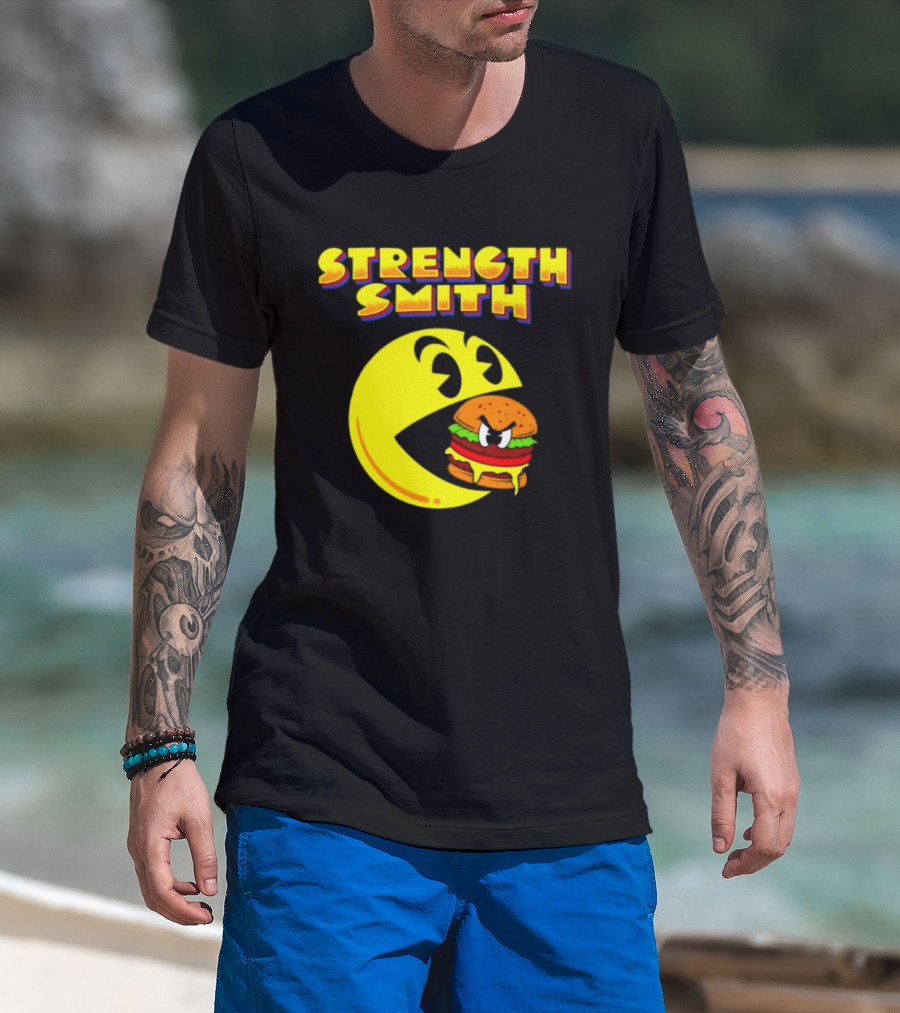 Strength Smith Pac Man Vs Burger Gaming Showdown T-Shirt